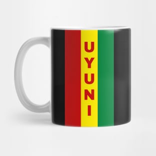 Uyuni City in Bolivian Flag Colors Vertical Mug